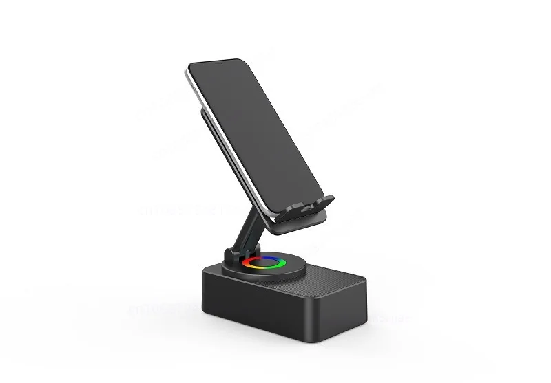 360° Rotating Phone Stand with Bluetooth Speaker & Power Bank, Adjustable Tripod