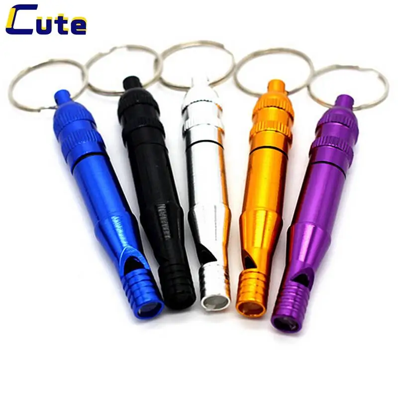 

1pc Portable Alloy Aluminum Survival Whistle Outdoor Hiking Camping Keychain Whistles Waterproof Random Color