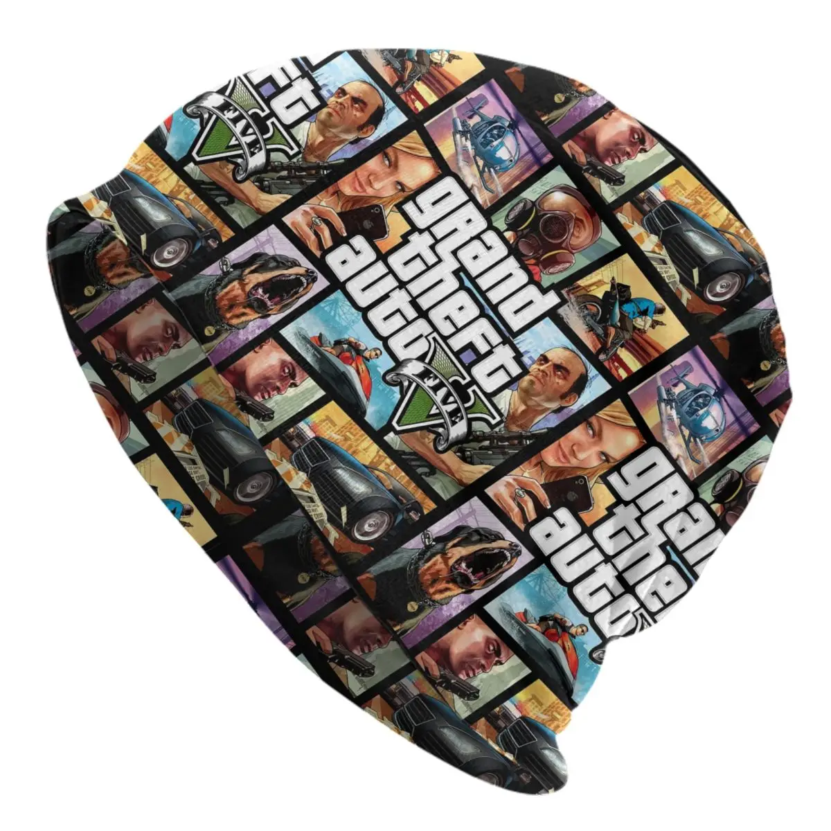 

Grand Theft Auto Collage Bonnet Hats Cool Knitting Hat For Men Women Autumn Winter Warm Adventure Game GTA Skullies Beanies Caps