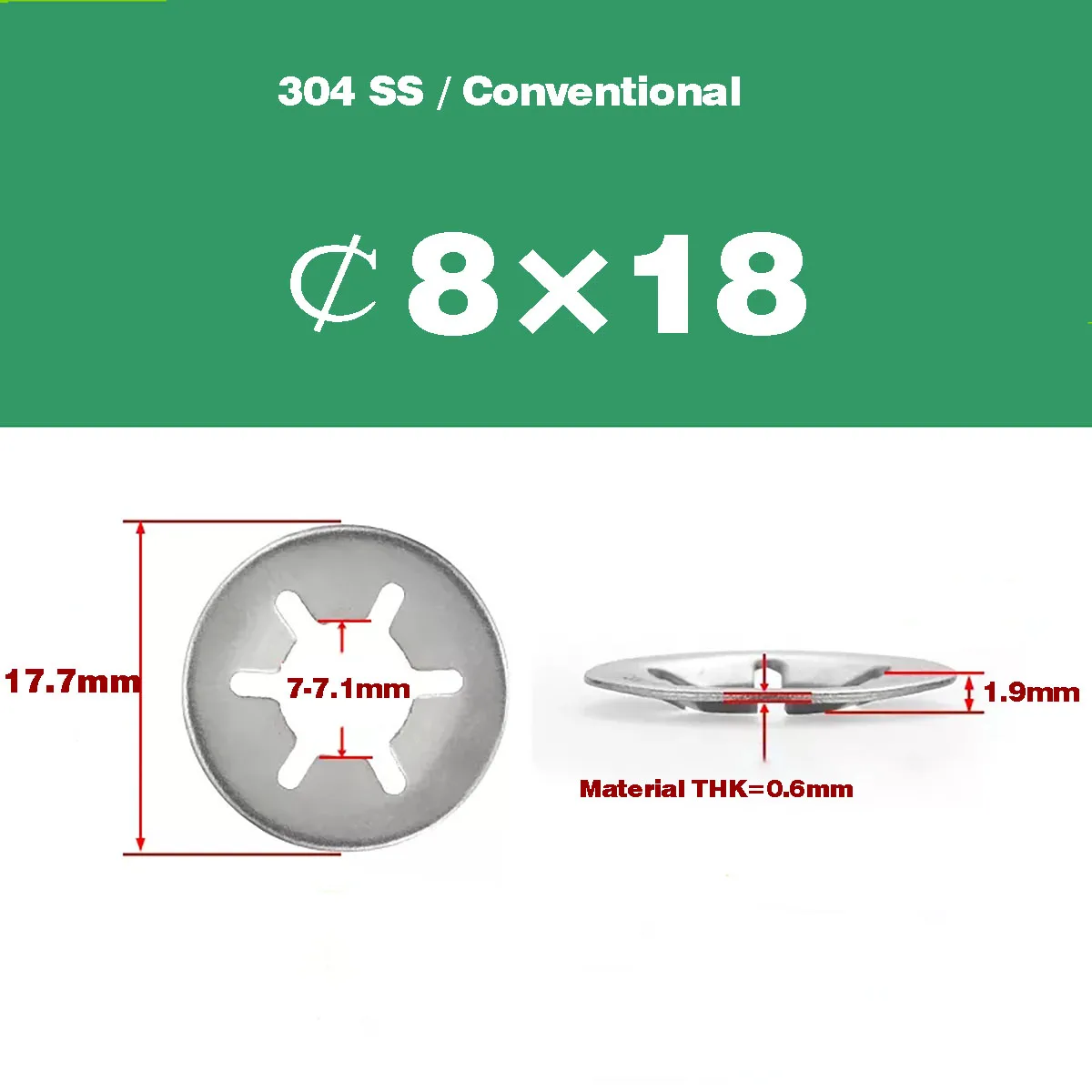 50pcs M8X18