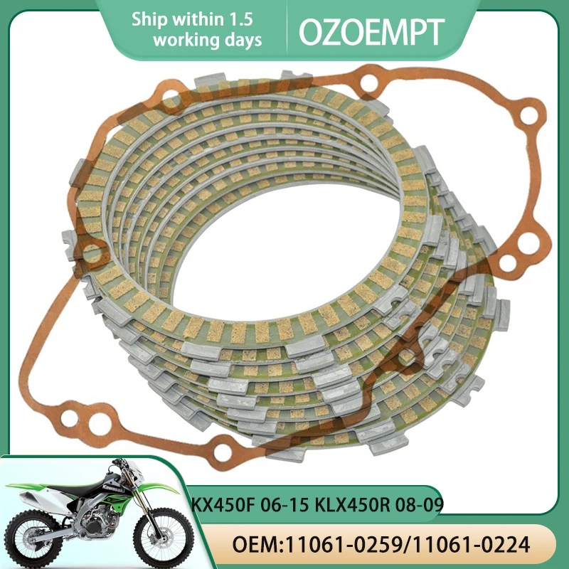 

OZOEMPT Motorcycle Clutch Disc Set And Cover Gasket Apply To KX450F 06-15 KLX450R 08-09