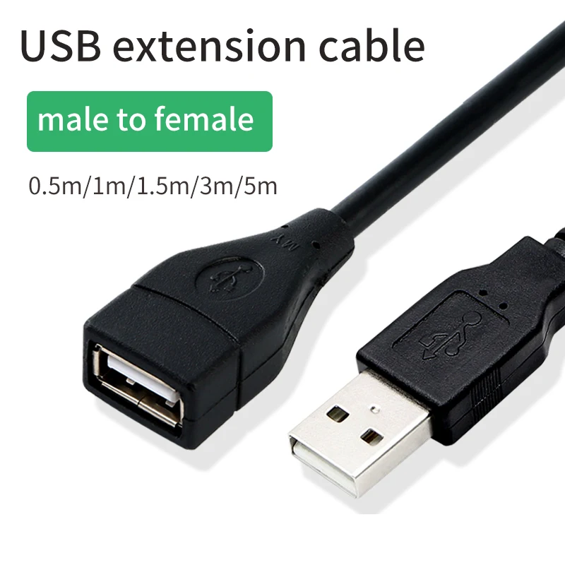 Extension Cable USB 2.0 Male To Female Computer Data Transmission Cable Mouse Keyboard Projector Long 0.5m 1m 1.5m 3m 5m