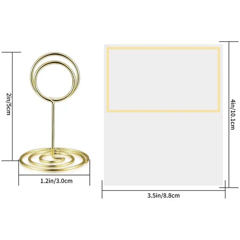 20개 플레이스 카드 홀더, 테이블 번호 홀더, 테이블 카드 홀더, 금색 금속 와이어 그림/사진/메뉴/메모/노트 홀더 사용하기 쉬운-A