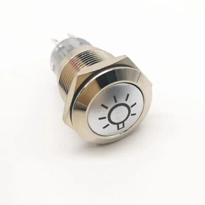 thumbnail image 1 of Interruptor pulsador LED de metal con enclavamiento de 19 mm, luz de advertencia para tablero de instrumentos del automóvil, luz de emergencia, señal de iluminación, interruptor de ventilador de venti, 1 of 5