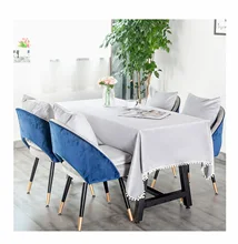 

Flannel Tablecloths, Waterproof Table Covers Simple Solid Color With Fluffy Ball Light Gray Dining Table Coffee Table Deco