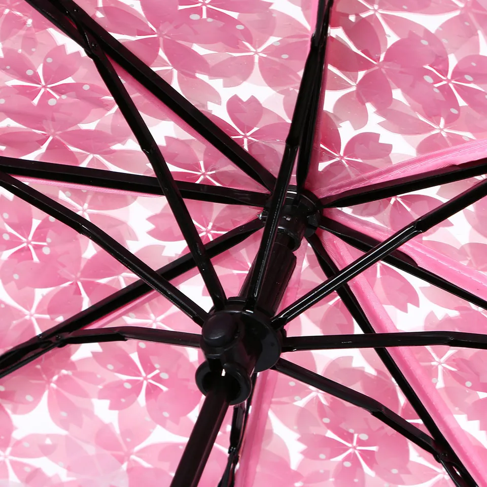 Ombrello Ombrello da viaggio antivento Ombreno solare di moda ombrello cherry blossom ombrello trasparente ombrello a tre volte ombrello a manico