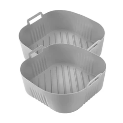Versatile 23cm Square Air Fryer Mould - Reusable Accessory (2Pcs Grey)