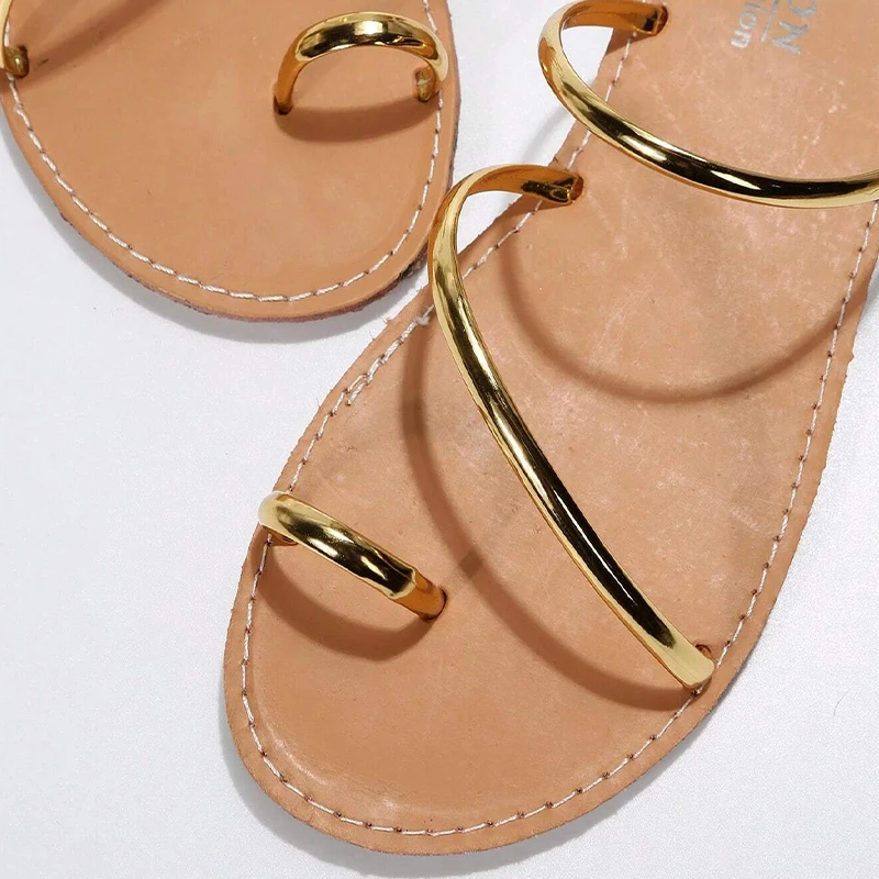 

Women's Minimalist Toe Ring Thong Sandals Fashion 2023 Fashion Vacation Casual Flats Summer Open-Toe Outdoor Light Beach Slides