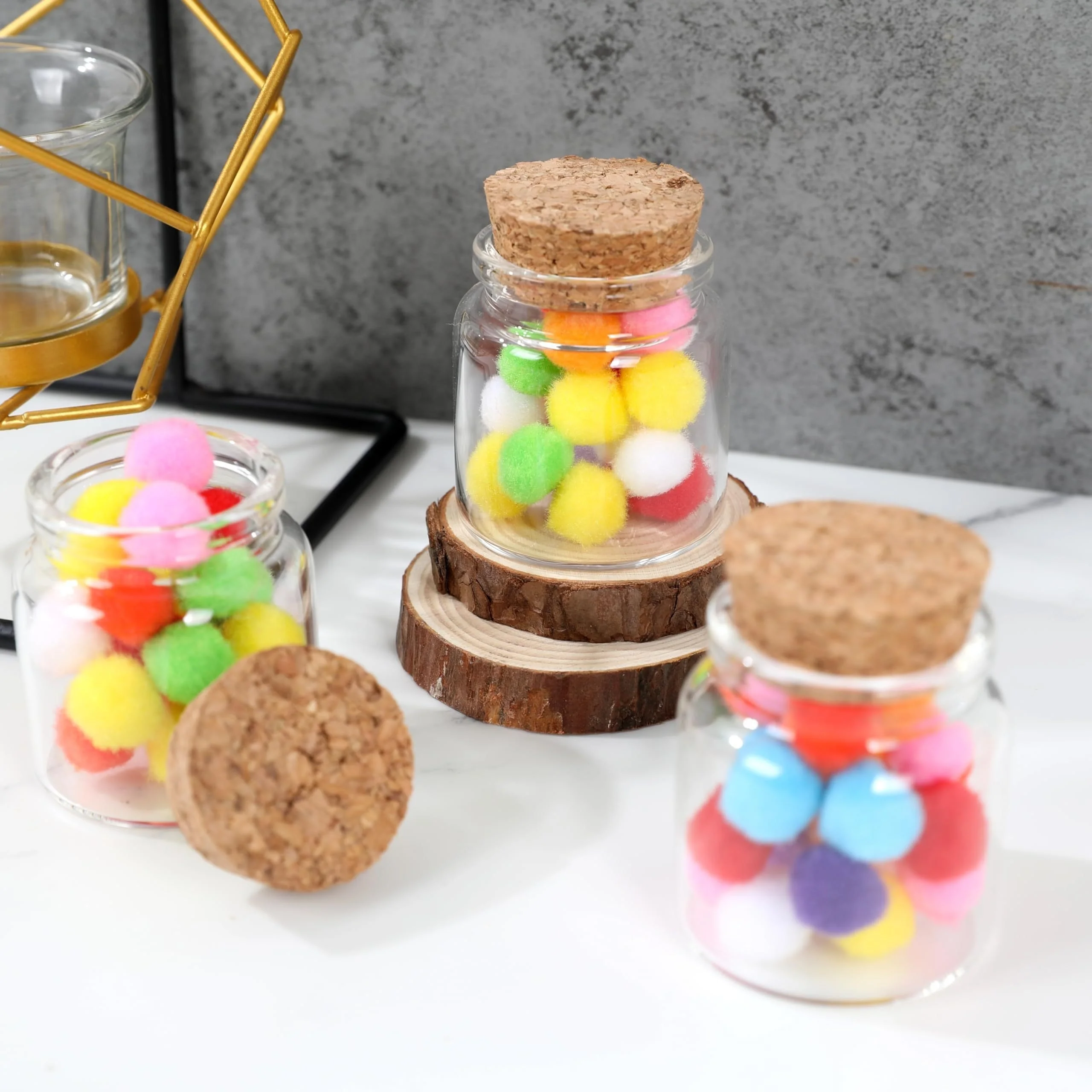 Bottles With Cork Transparent Glass Bottles Vials Capacity 50ml 47x50x33mm for Wedding Holiday Decoration Christmas Gifts 24pcs glass bottles mini glass bottles