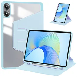 Versatile Huawei Honor Pad 8 Case with Pencil Holder and 360° Rotating Clear Back Stand for Honor Pad 8 12inch (Sky blue)