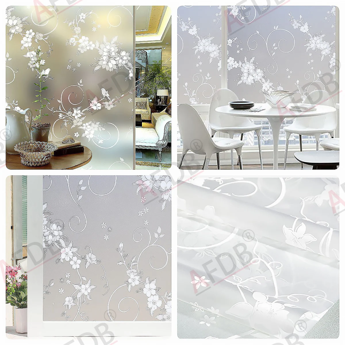 Window Film Privacy, Stained Glass Film, Frosted Opaque Glass Clings, Sun Blocking Vinyl Window Stickers for Door Home Office