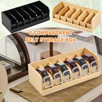 Belt Organizer Box 6 Grids Belt Storage Rack for Closet and Drawer Save Space Tie and Belt Bamboo Display Case for Men Women 1