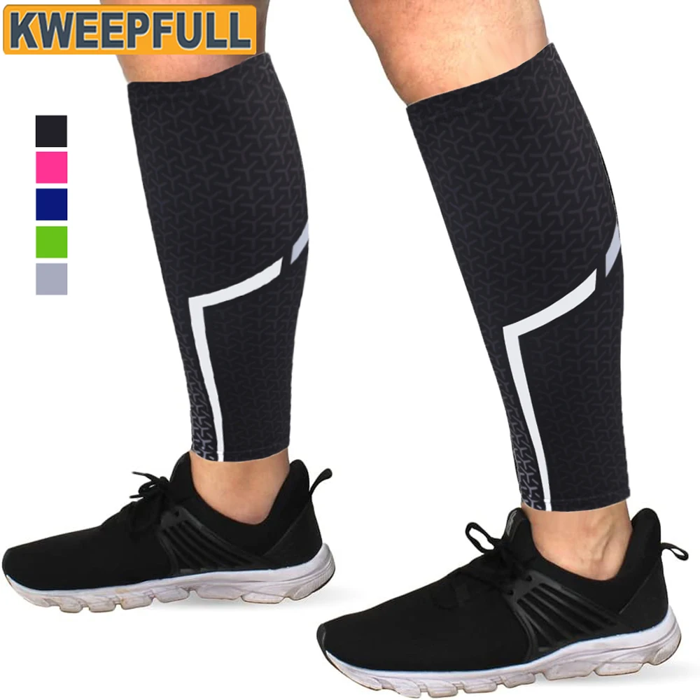 1 paio di maniche a compressione per polpacci per uomo e donna (20-30 mmhg) - Manicotto a compressione per gambe per corsa, ciclismo, supporto per stecche tibetane  18