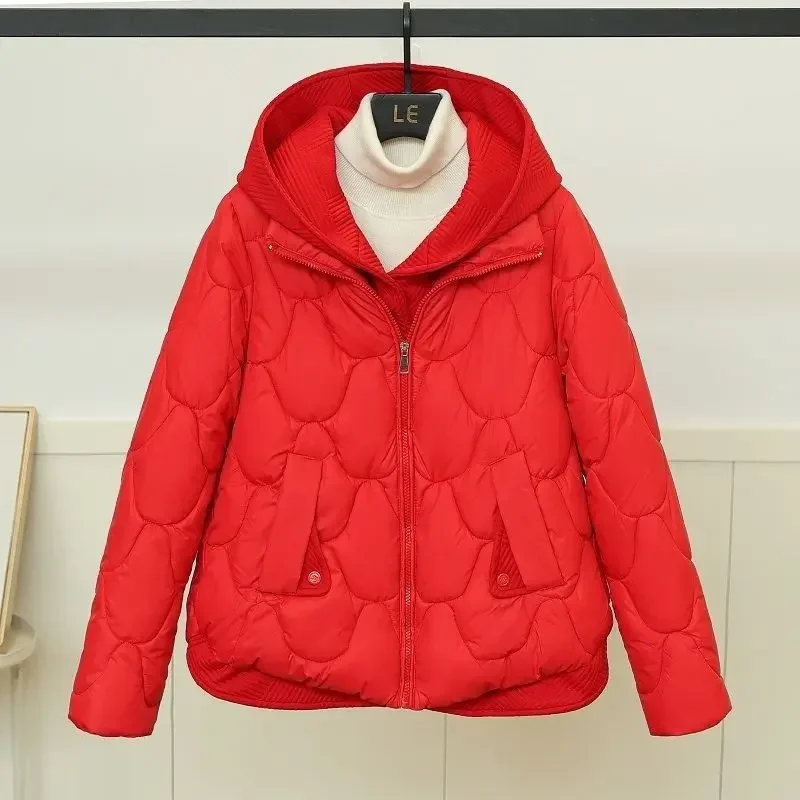 M-3XL Hooded Zipper Parkas Women Fake Two Piece Clothing Windbreak Warm Fashion Kpop Casual 4-Colors Pockets Vintage Minimalist