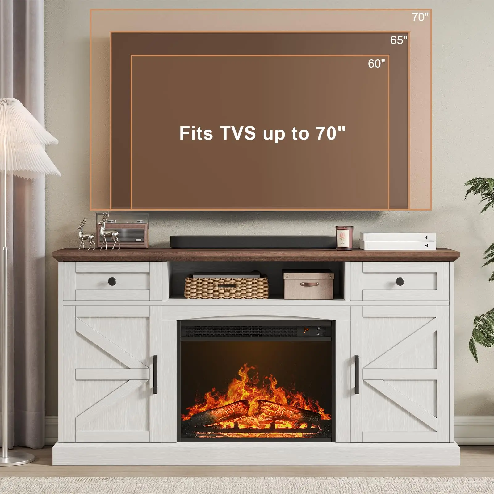 23 Inch Farmhouse Fireplace TV Stand 6