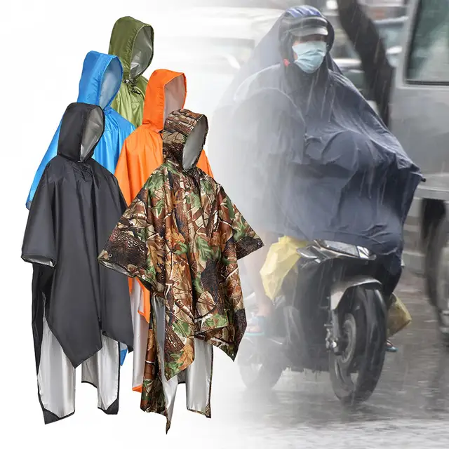 Rain Jacket Men Powersell Reusable Rain Poncho, ULTRALIGHT 70g