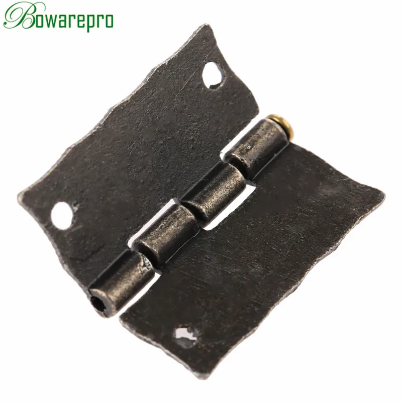 4Pcs Vintage Jewelry Boxes Wooden Case Small Hinges Antique Bronze Furniture Cupboard Cabinet Iron Fittings Screws 26*23mm