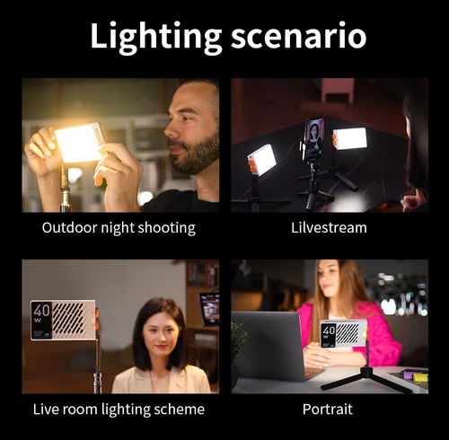 Zhiyun FIVERAY 미니 LED 비디오 조명, 2700K-6200K 14000 LUX 포켓 라이트, 유튜브 및 틱톡용 스튜디오 사진 촬영, M40, 40W 4