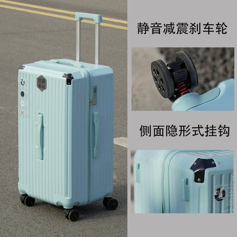 PLUENLI Five-Wheel Large Capacity Luggage Multi-Functional Trolley Case Thickened Password Suitcase Strong