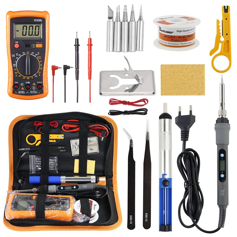 80W electric soldering iron temperature adjustable LCD display soldering iron head 220V 110V maintenance soldering iron kit