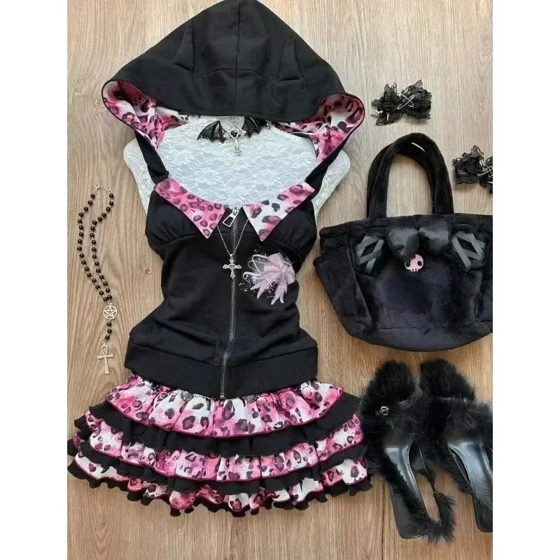 Harajuku Y2k Goth Plaid Women Streetwear Cyber High Waist Eyelet Ribbon Red Emo Alt Grunge Skirt