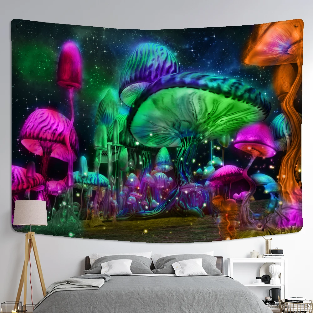 

Colorful Abstract Mushrooms Tapestry Wall Hanging Psychedelic Witchcraft Bohemian Tropical Scenery Living Room Home Decoration