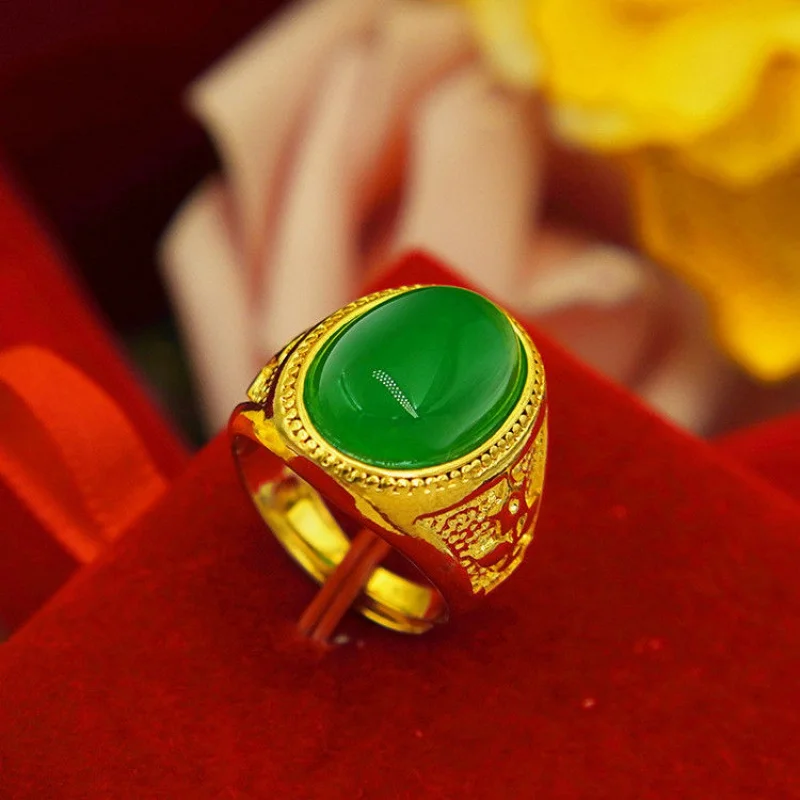 Bague En Jade Naturel Du Myanmar - 42,38 Carats, 27.7 Mm, Non Traitée (rare)