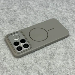 Magnetic Solid Color Liquid Silicone Shockproof Phone Case - POCO F7 (Titanium gray)