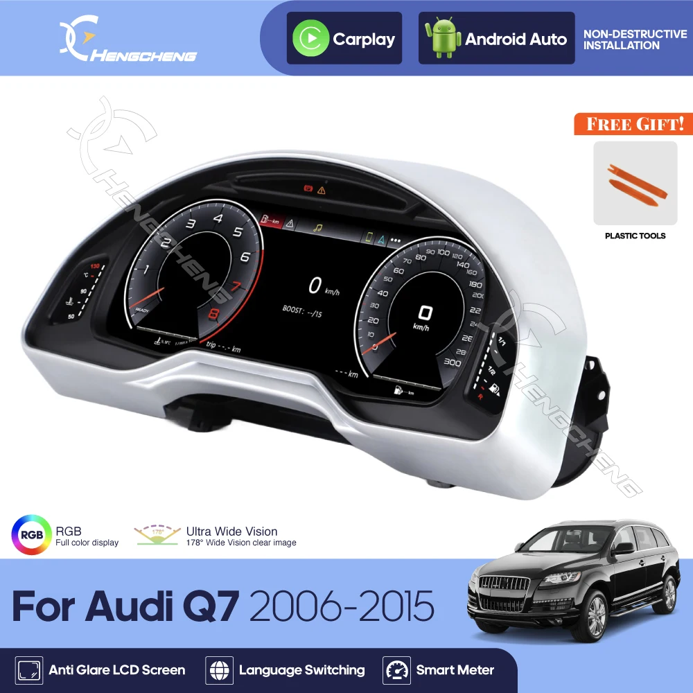Para Audi Q7 2008-2015, Panel de Instrumentos Digital de 12.3'', Pantalla LCD, Panel Digital, Cabina Virtual, Carplay Inalámbrico para Auto 1