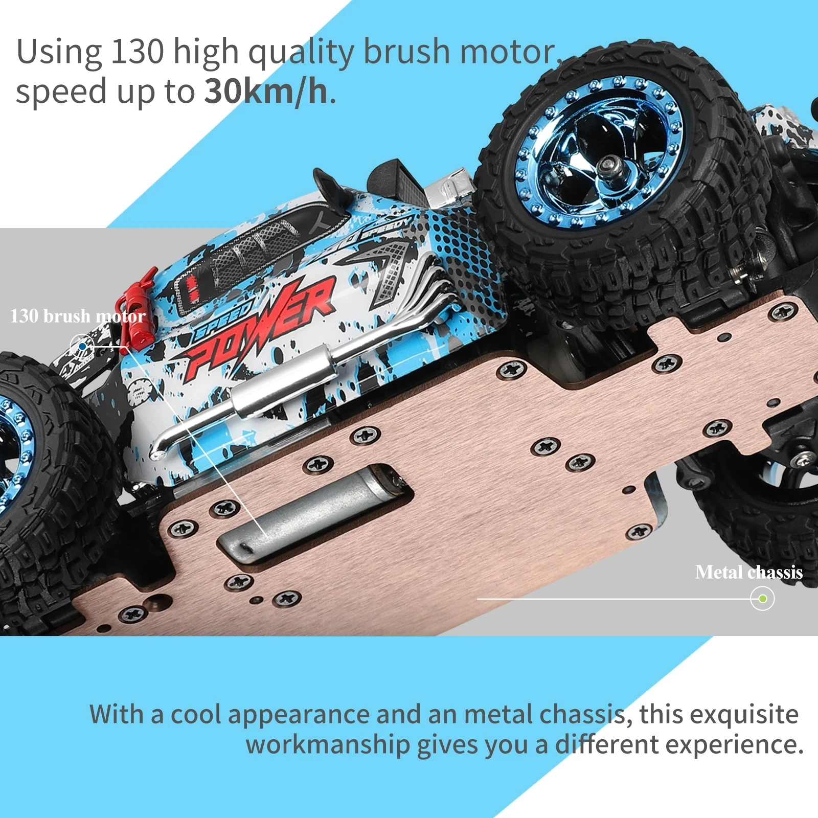 Fast 4WD RC Car with LED Lights and 2.4G Radio Control