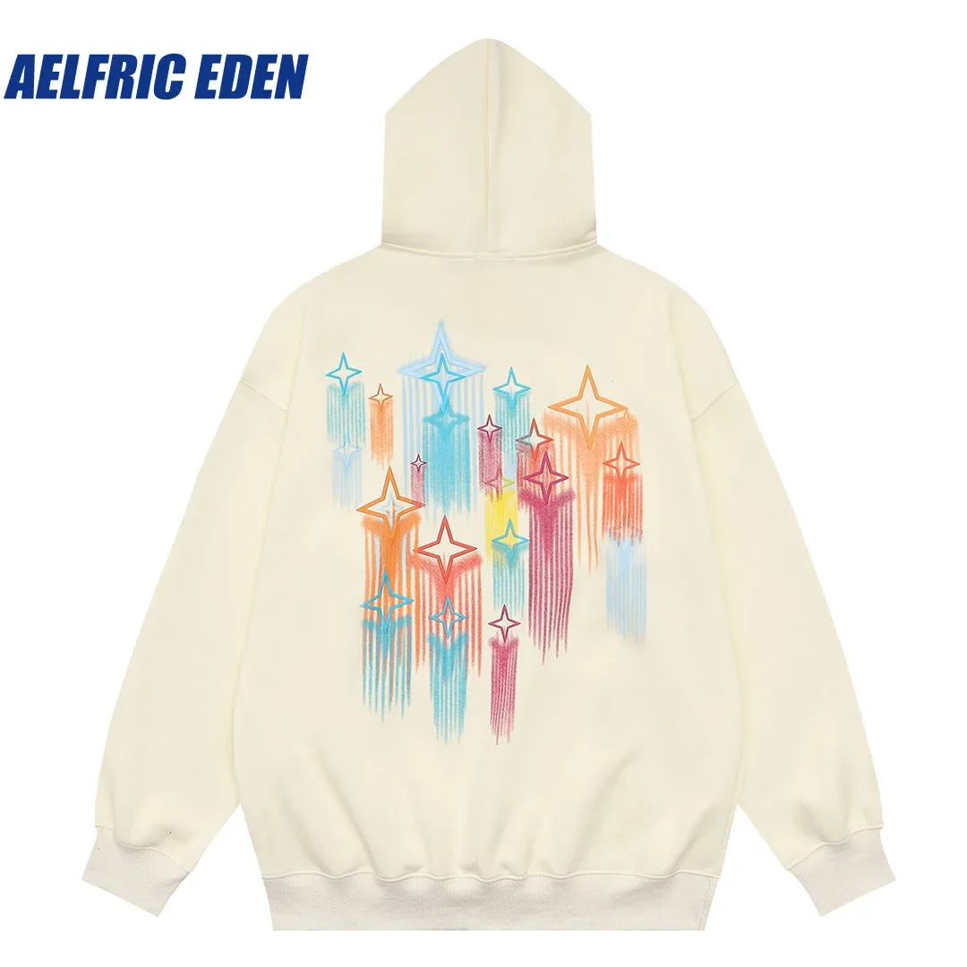 Aelfric Eden Star Embroidery Graffiti Hoodie Hip Hop Sweatshirt Streetwear Mens Pullover Hooded Harajuku Casual Cotton Hoodies