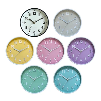 K1MF Orologio da parete semplice e moderno 8 pollici Colore caramella Silenzioso per orologi a tempo Ornamento per casa Camera 1
