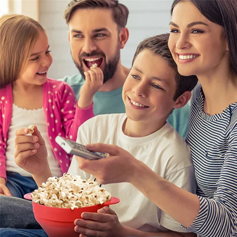 High Quality Microwave Popcorn Bowl Bucket Silicone DIY Popcorn Maker With Lid Chips Fruit Dish Kitchen Easy Tools Easy To Use D