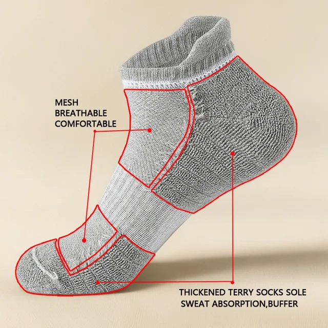 1/3 Pairs Breathable Mesh Athletic Terry Socks Cotton Cushioned Moisture-managing Durable Reduces Foot For Running Hiking Sports 2