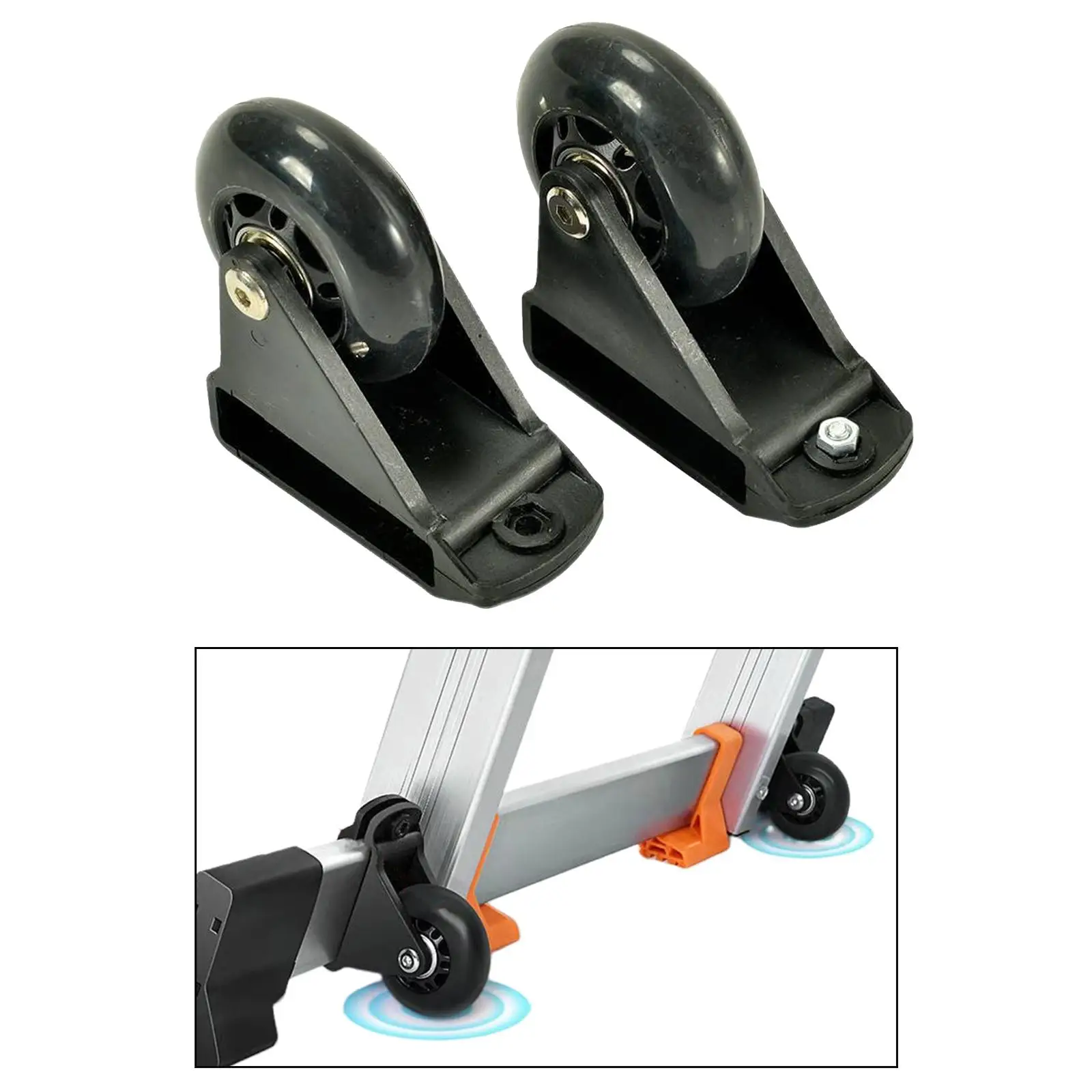 2x Leveling Casters Ladder Accessories Lightweight 330 lbs Capacity Cart