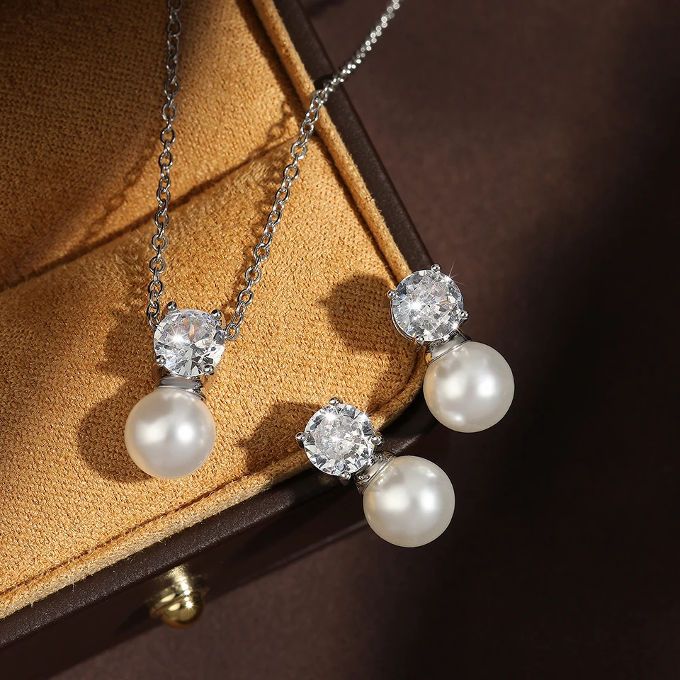 thumbnail image 2 of Buy White Pearl Pendant Necklace And Earring Set In 18 Carat Gold... 2 of 13
