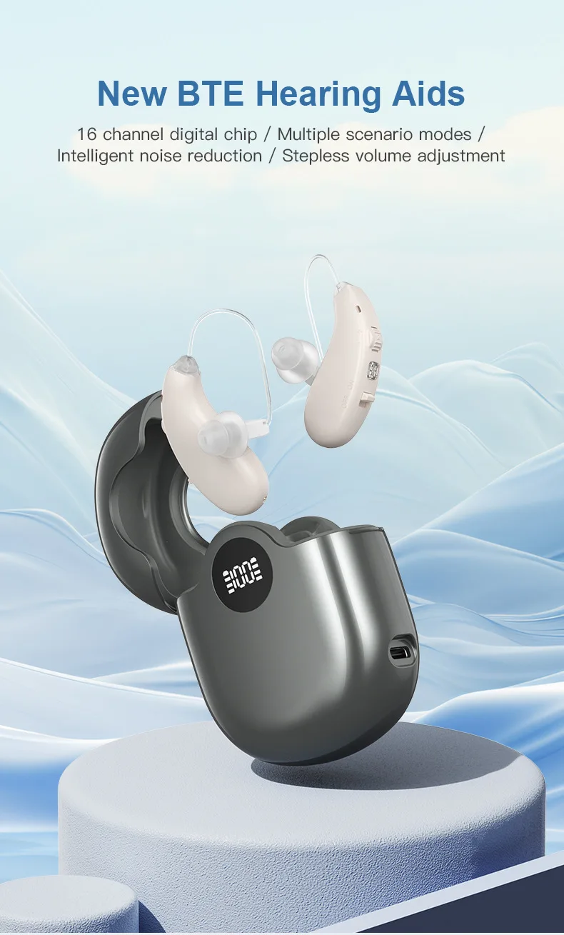 BTE Rechargeable Hearing Aid 16Channel Noise Reduction Amplifier Hearing Aids Su