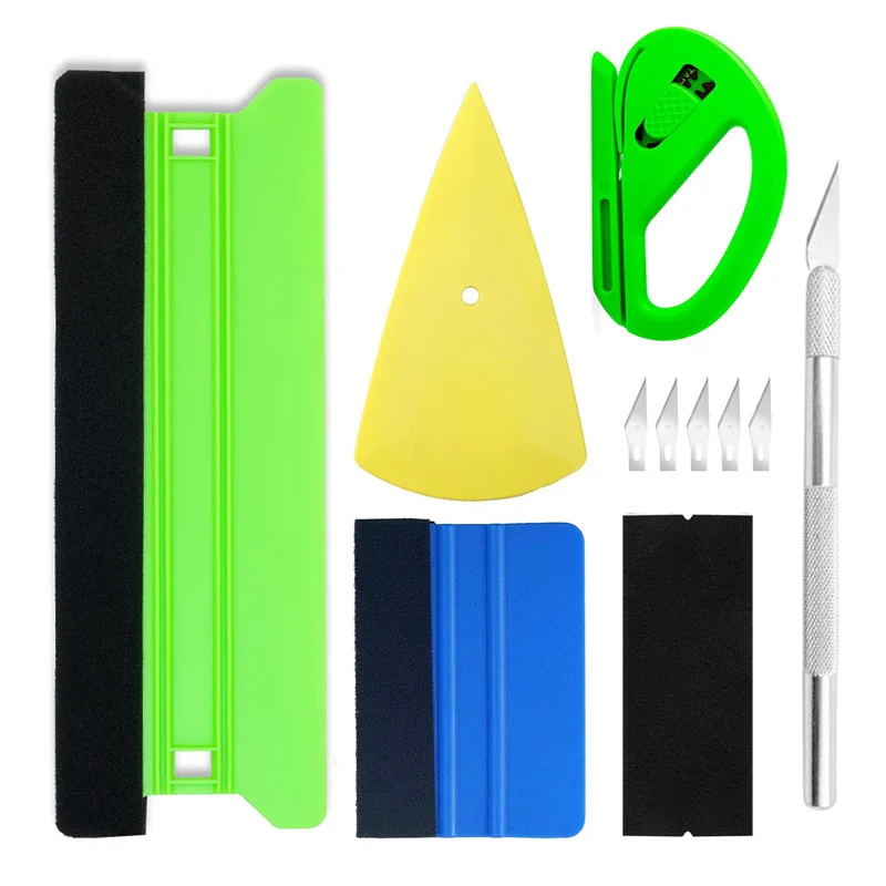 11Pcs Wallpaper Smoothing Tool Kit Reusable Vinyl Wrap Squeegee Glass Film Decal Window Tint Applicator Contour Vinyl Squeegee
