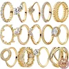 Exquisite Gold Color Series 925 Sterling Silver Classic Square Heart shaped Crown Ring Exquisite Charm Jewelry Birthday Gifts