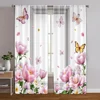 2pcs, Window Curtain Floral and Butterfly Print Polyester Easy Install (without rod) Versatile All Use for Bedroom & Living Room 1