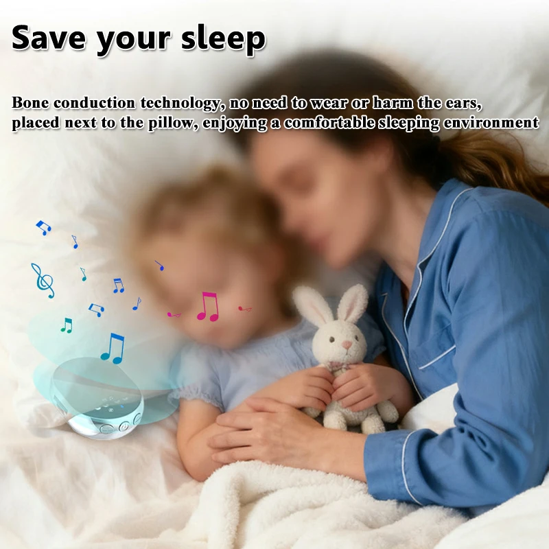 one Conduction Under Pillow Bluetooth Speaker LED Display Sleep Aid Music Box Wireless MP3   Music Player with TF Card Slot