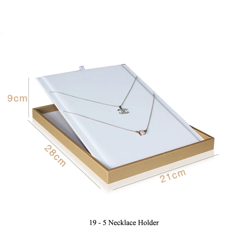 Luxury Gold White PU Necklace Jewelry Organizer Jewellery Display Ring Tray Earring Holder Various Models For Option Wholesale