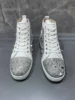 2025 New Silver Couples High Top Casual Shoes Round Toe Flat Strap Rivets Decorated Men's Women's Sports Shoe Women Single Shoes 3