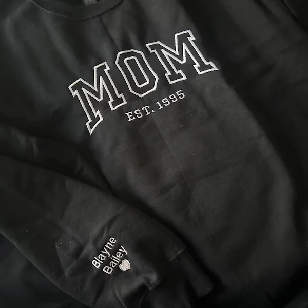 Custom Embroidered Sweatshirt, Name On Sleeve With Heart, Grandpa Shirt With Date, Daddy Est Year Shirt, Gift For New Dad