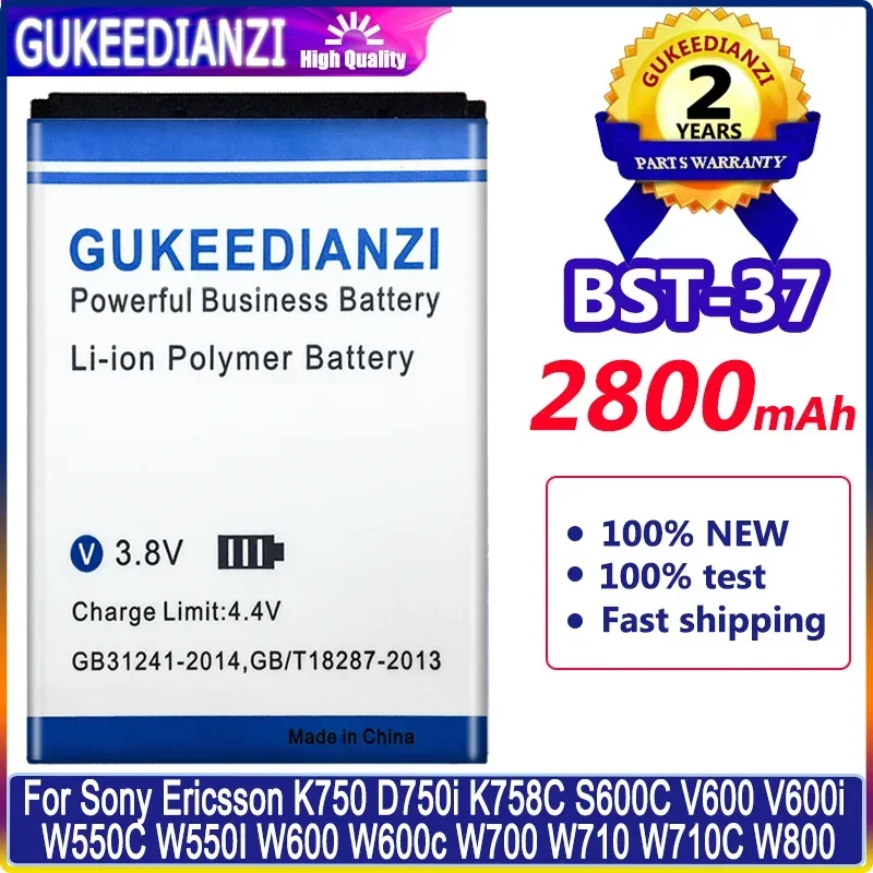 Gukeedianzi Batteria 2800Mah Bst-37 Per Sony Ericsson D750I J100 J110 J120 J220 J230 K200 K220 K608 K610 W800 W810 W550C