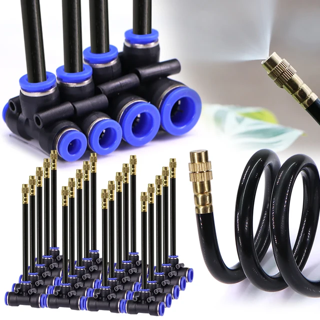 20/30/50cm 360° Free-bend Brass Misting Nozzle for 6/8/10/12mm PE Hose Adjustable Atomization Sprayer Garden Irrigation Watering