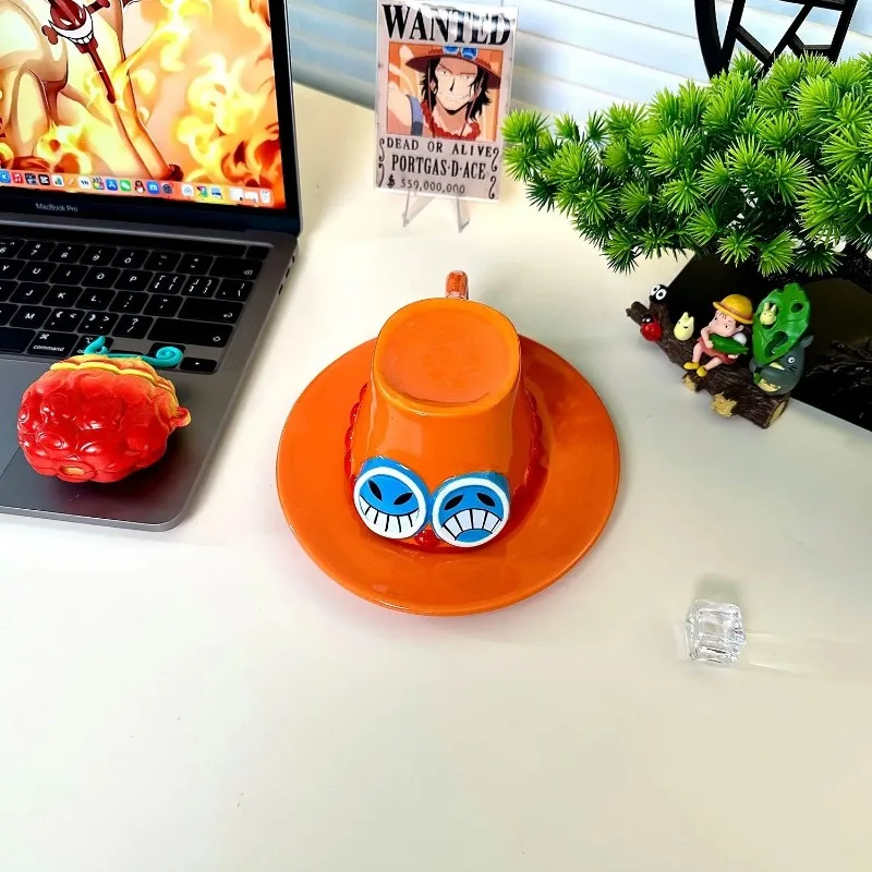 Role Play Mug Disc Set Creative Anime Luffy Ace Ceramic Water Cup Three Brothers Hat Shape Party Coffee Cup