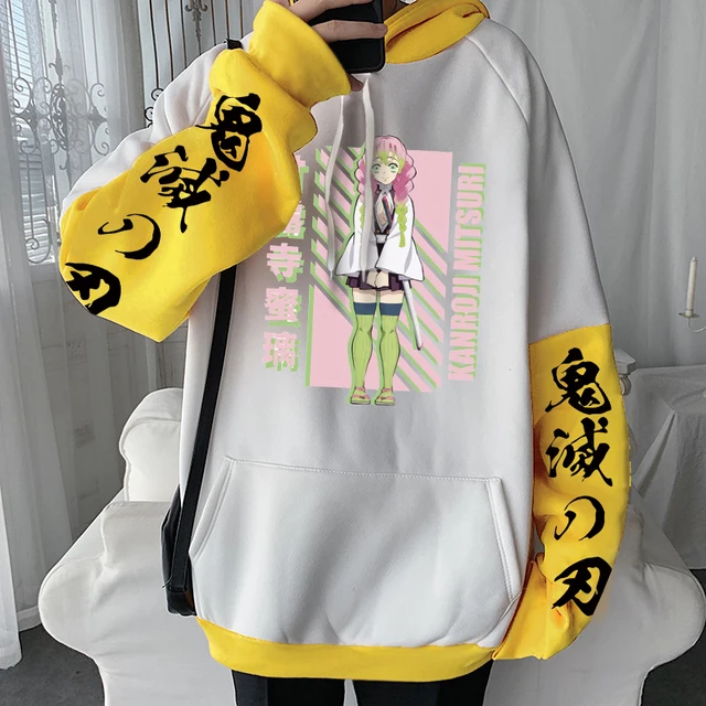 Compra online de Harajuku anime demon slayer zíper hoodies unissex  oversized inverno jaqueta com zíper kawaii tímido mitsuri kanroji dos  desenhos animados casacos femininos