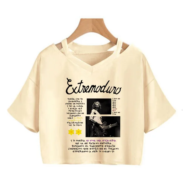 Women's Fashion Rock Band Extremoduro Print Cropped T Shirt  Gothic Y2k Sexy Crop Tops Woman Graphic Vintage T-Shirt Clothes 2