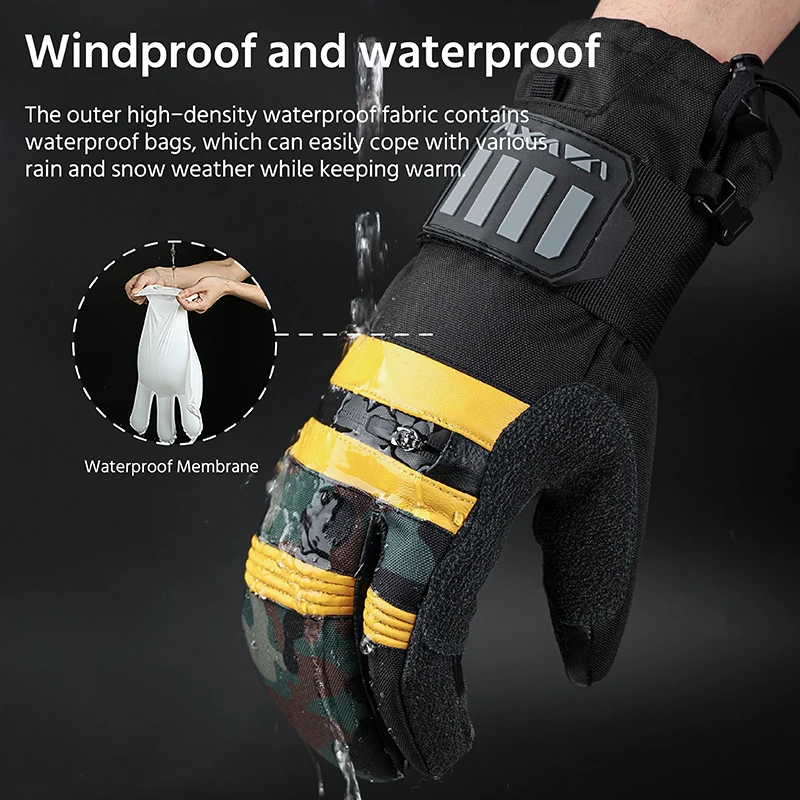 Five Finger Design Winter Ski Sport Gloves Snowmobile Snow Glove Waterproof Snowboard Gloves with Windproof Warm and Comfort 2